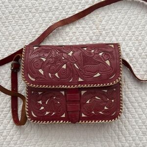 Vintage Burgundy Leather Crossbody Bag